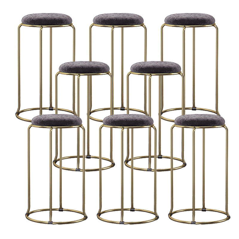 Scandinavian Stackable Counter Stool Fabric and Faux Leather Round Seat Counter Chair