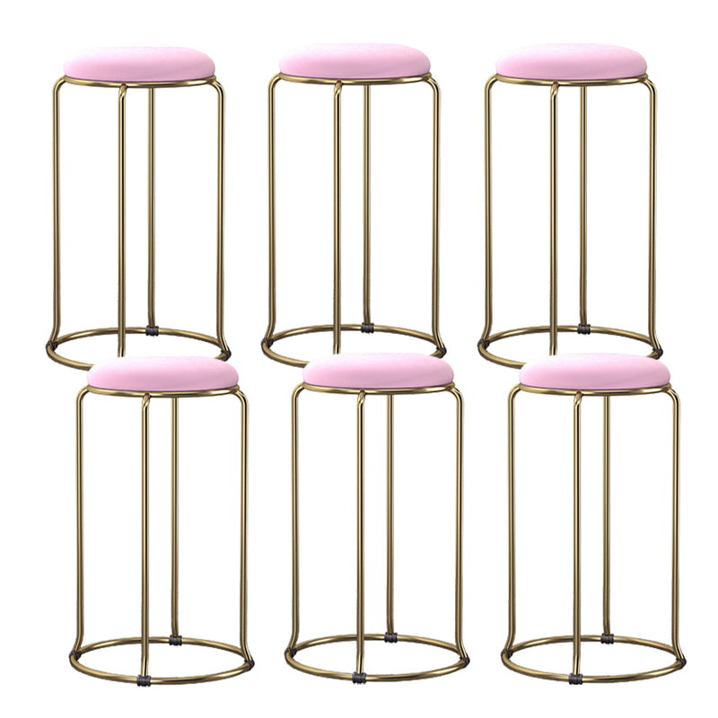 Scandinavian Stackable Counter Stool Fabric and Faux Leather Round Seat Counter Chair