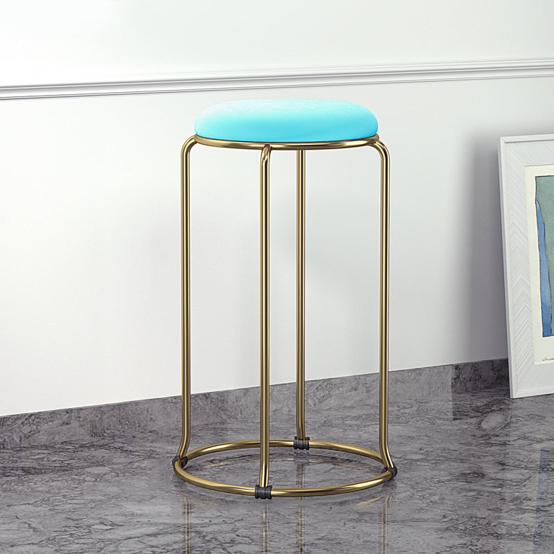 Scandinavian Stackable Counter Stool Fabric and Faux Leather Round Seat Counter Chair
