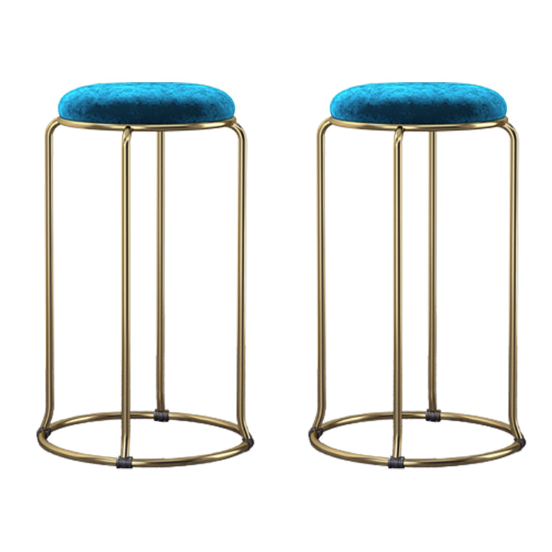 Scandinavian Stackable Counter Stool Fabric and Faux Leather Round Seat Counter Chair