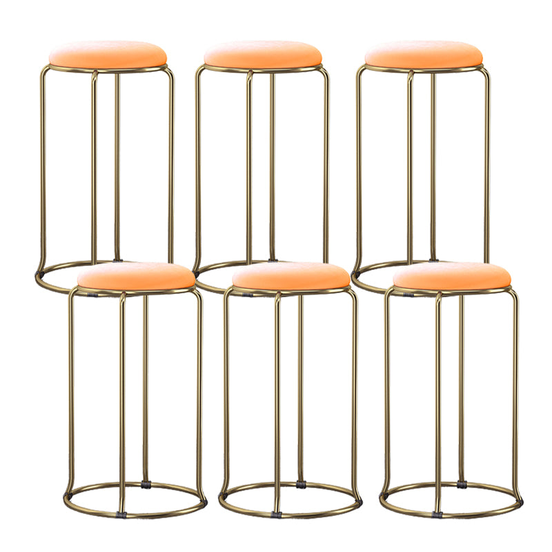 Scandinavian Stackable Counter Stool Fabric and Faux Leather Round Seat Counter Chair