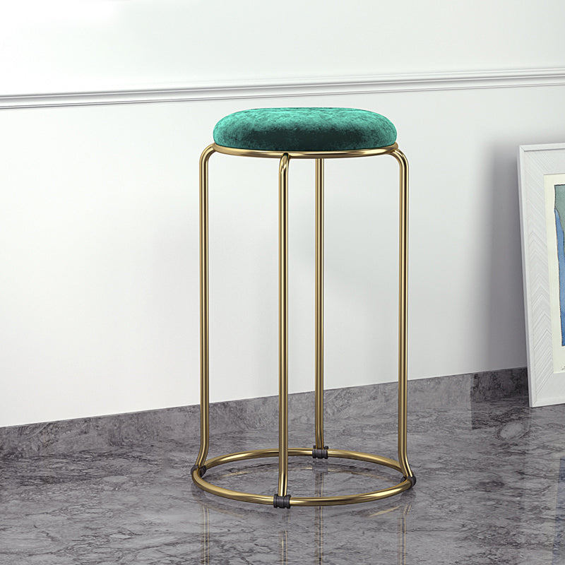 Scandinavian Stackable Counter Stool Fabric and Faux Leather Round Seat Counter Chair