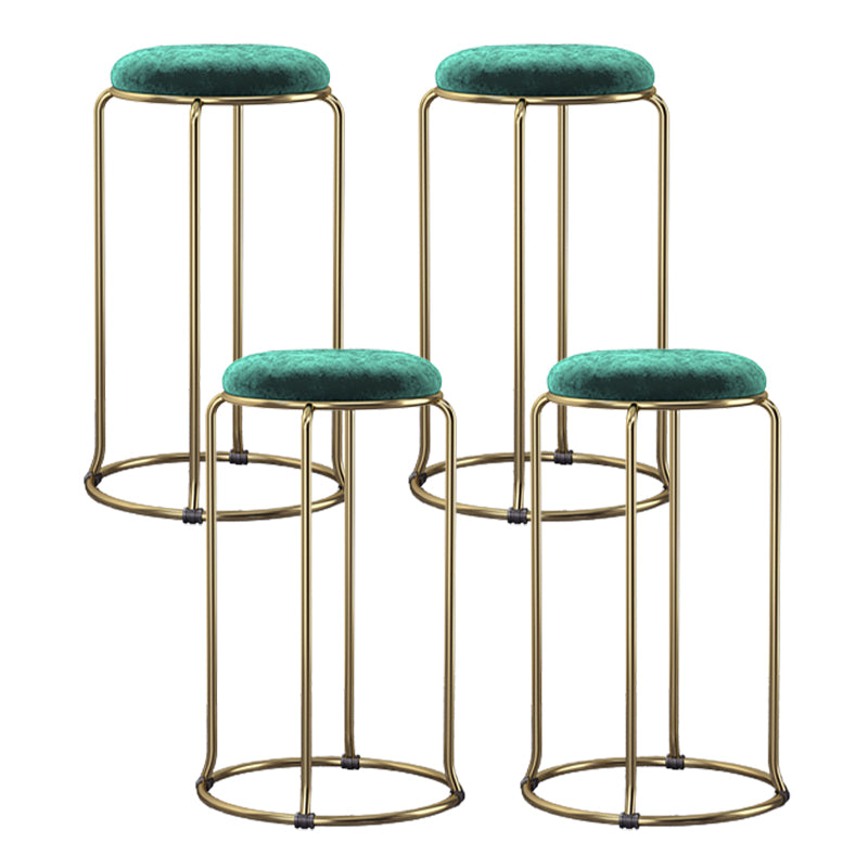 Scandinavian Stackable Counter Stool Fabric and Faux Leather Round Seat Counter Chair