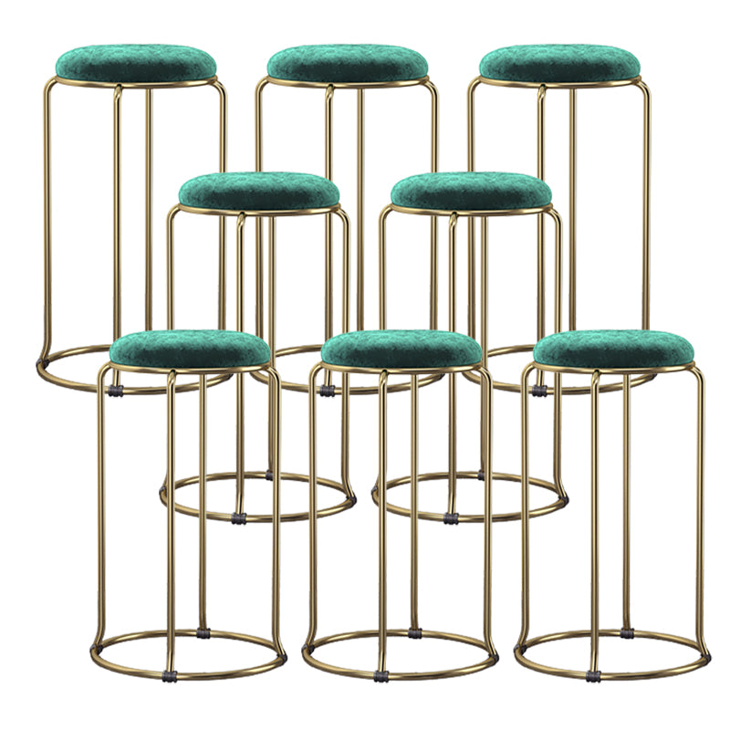 Scandinavian Stackable Counter Stool Fabric and Faux Leather Round Seat Counter Chair