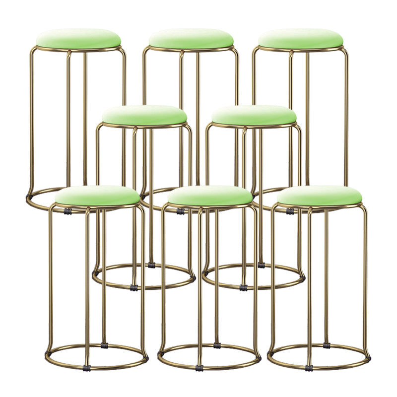 Scandinavian Stackable Counter Stool Fabric and Faux Leather Round Seat Counter Chair