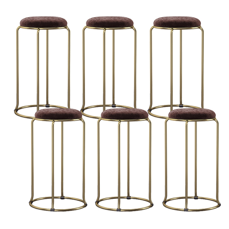 Scandinavian Stackable Counter Stool Fabric and Faux Leather Round Seat Counter Chair