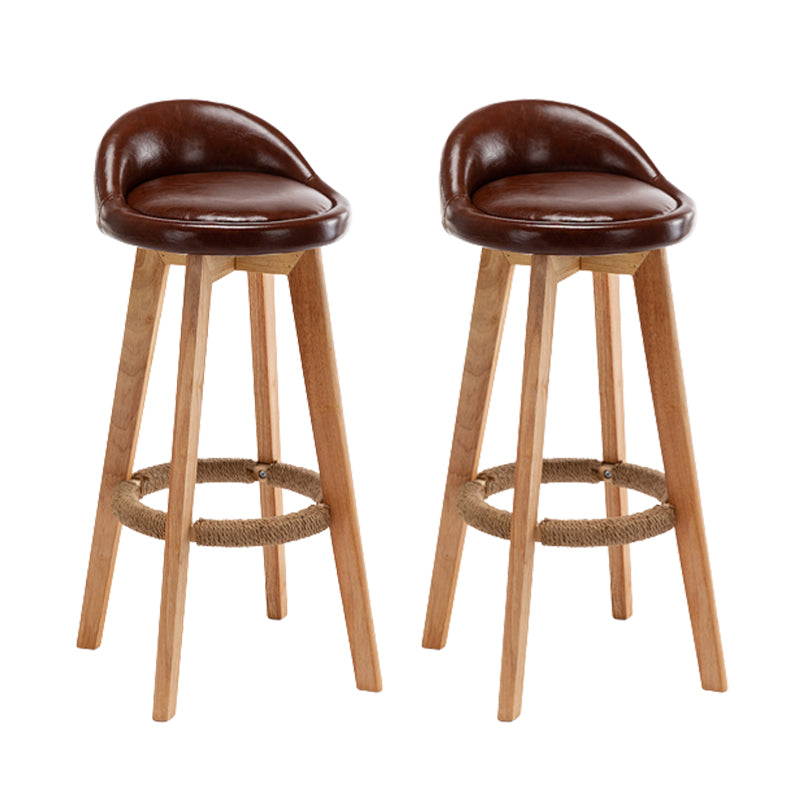 Scandinavian Wood Barstool Fabric Upholstered Counter Stool with Swivel