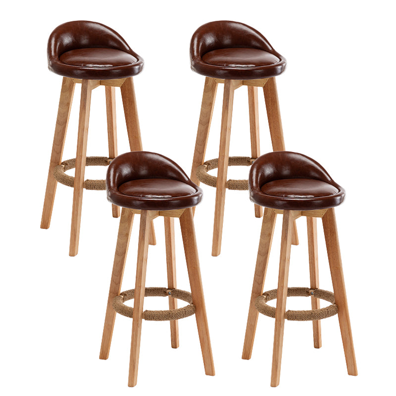 Scandinavian Wood Barstool Fabric Upholstered Counter Stool with Swivel