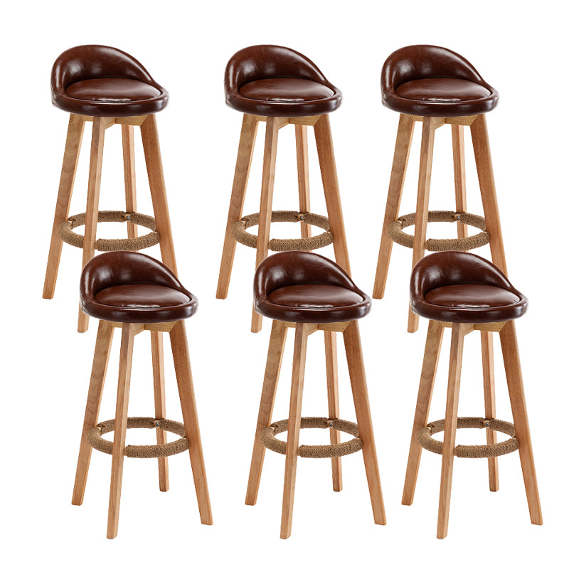 Scandinavian Wood Barstool Fabric Upholstered Counter Stool with Swivel