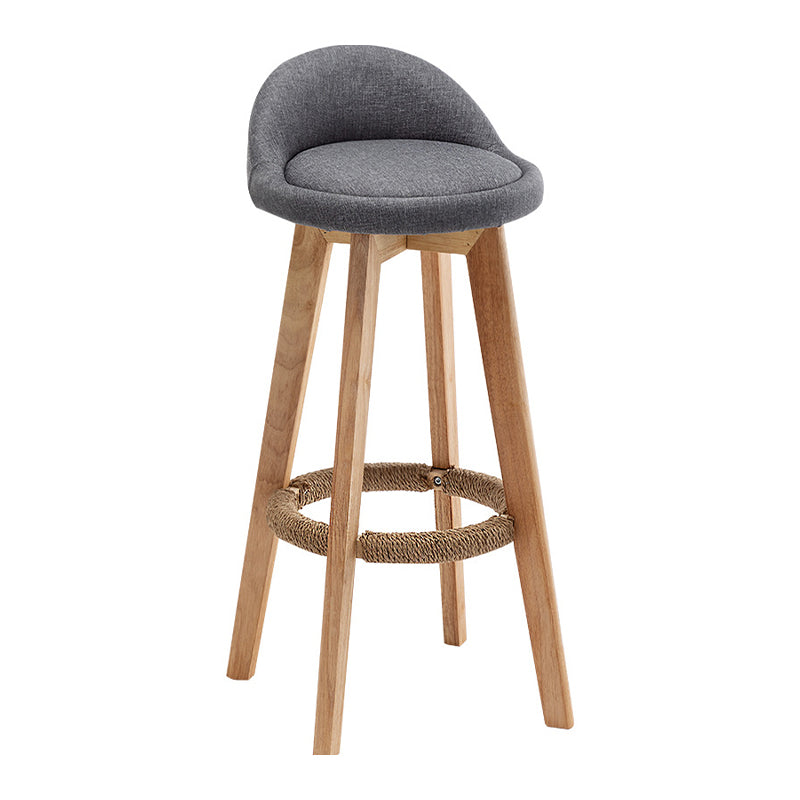 Scandinavian Wood Barstool Fabric Upholstered Counter Stool with Swivel