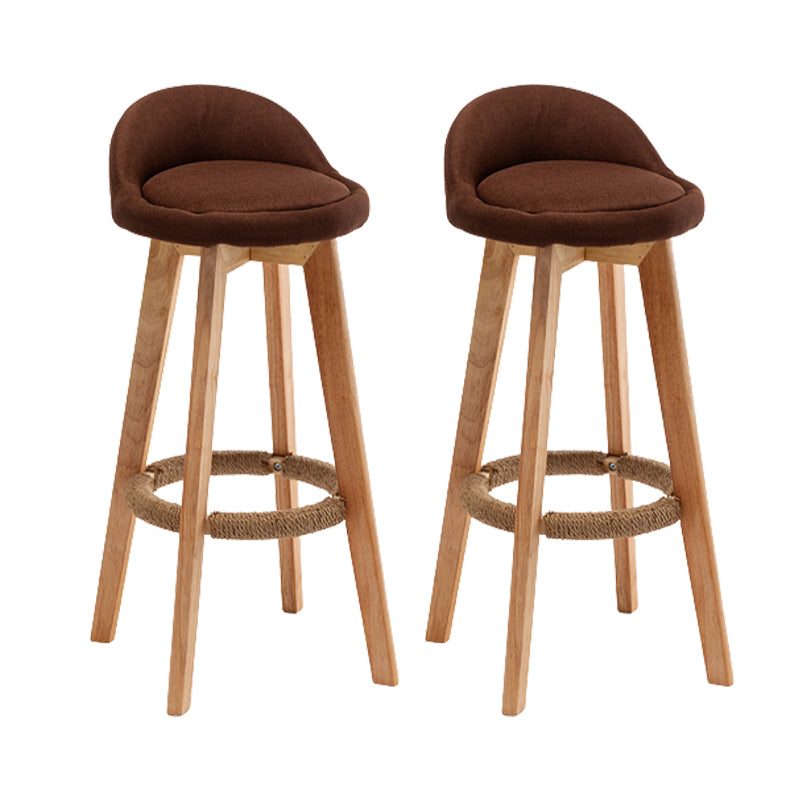 Scandinavian Wood Barstool Fabric Upholstered Counter Stool with Swivel