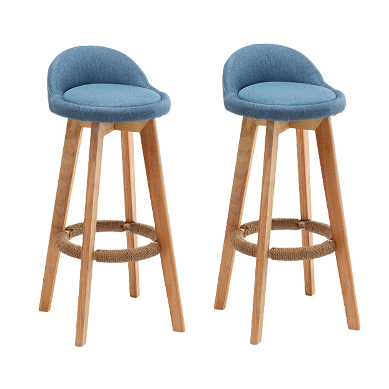 Scandinavian Wood Barstool Fabric Upholstered Counter Stool with Swivel