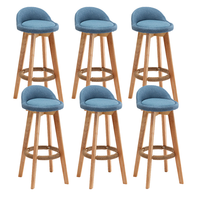 Scandinavian Wood Barstool Fabric Upholstered Counter Stool with Swivel