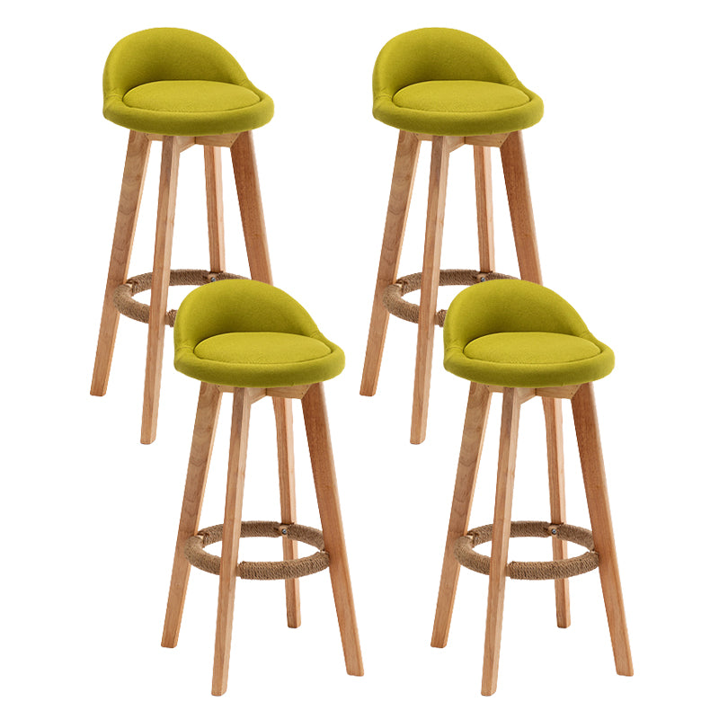 Scandinavian Wood Barstool Fabric Upholstered Counter Stool with Swivel