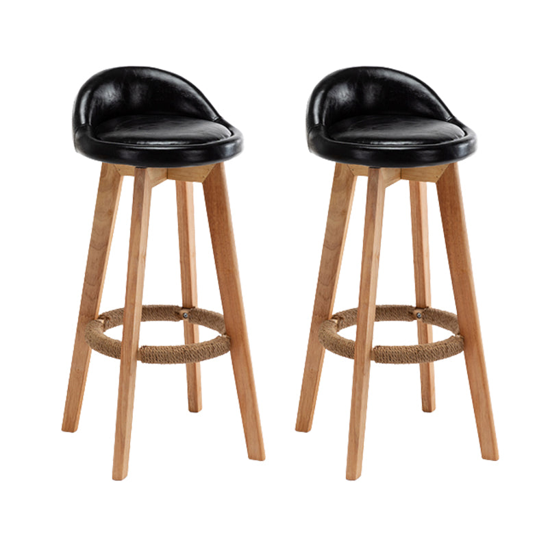 Scandinavian Wood Barstool Fabric Upholstered Counter Stool with Swivel