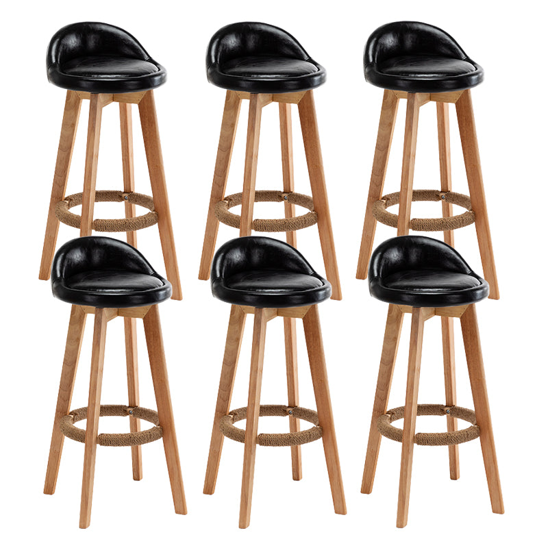 Scandinavian Wood Barstool Fabric Upholstered Counter Stool with Swivel