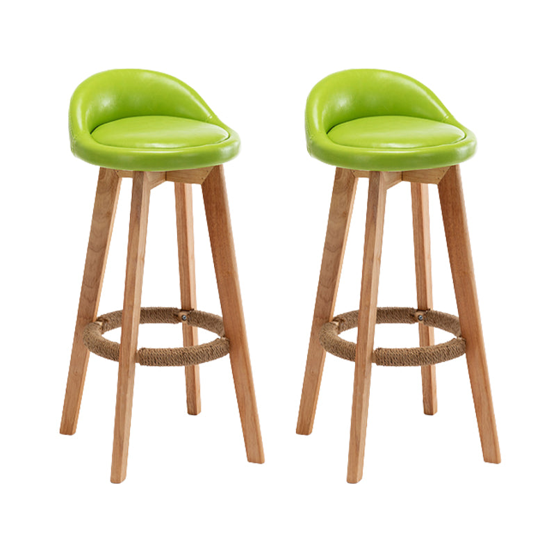 Scandinavian Wood Barstool Fabric Upholstered Counter Stool with Swivel