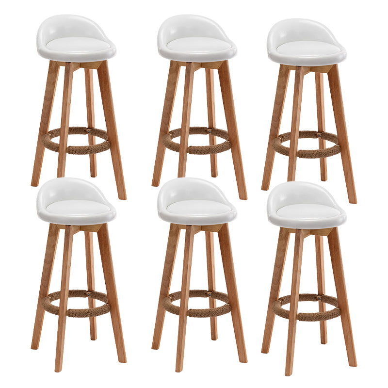 Scandinavian Wood Barstool Fabric Upholstered Counter Stool with Swivel