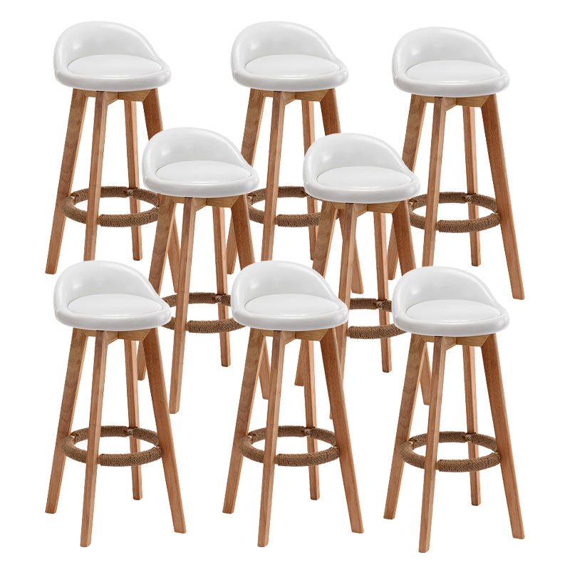 Scandinavian Wood Barstool Fabric Upholstered Counter Stool with Swivel