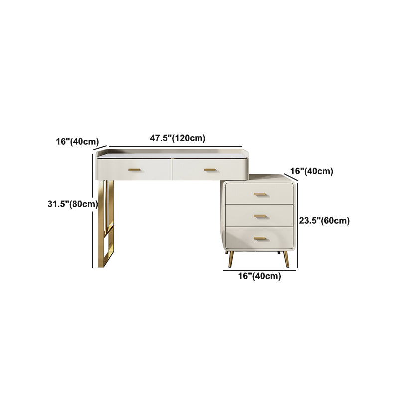 5 Drawers Makeup Table Desk Vanity Stone Top Dresser in White