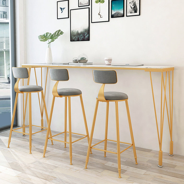 Modern Pub Table with Gold Metal Legs Rectangle Marble Top Bistro Table