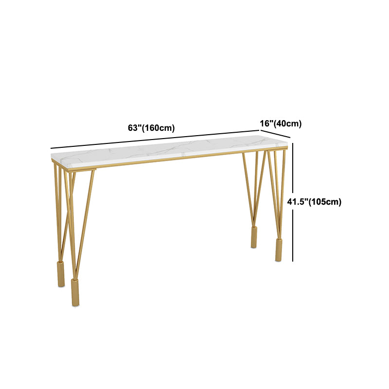 Modern Pub Table with Gold Metal Legs Rectangle Marble Top Bistro Table