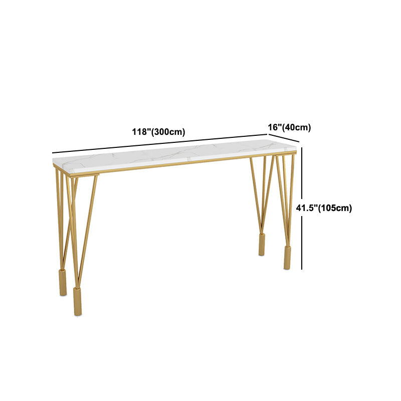 Modern Pub Table with Gold Metal Legs Rectangle Marble Top Bistro Table