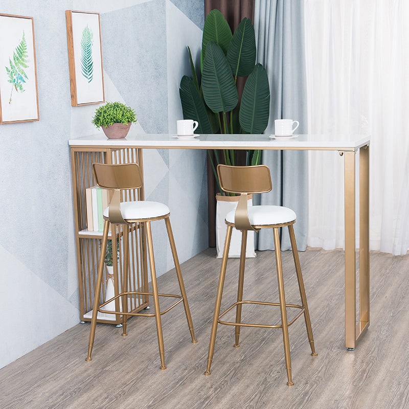 Living Room Bar Stool Table with Storage Glam Stone White Top Bistro Bar Table