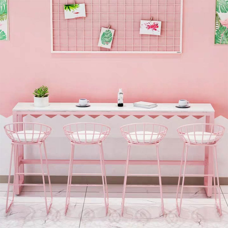 White and Pink Cocktail Bar Table Glam Trestle Indoor Bistro Accent Dining Table