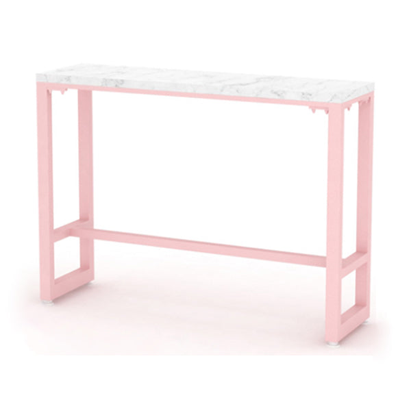 White and Pink Cocktail Bar Table Glam Trestle Indoor Bistro Accent Dining Table