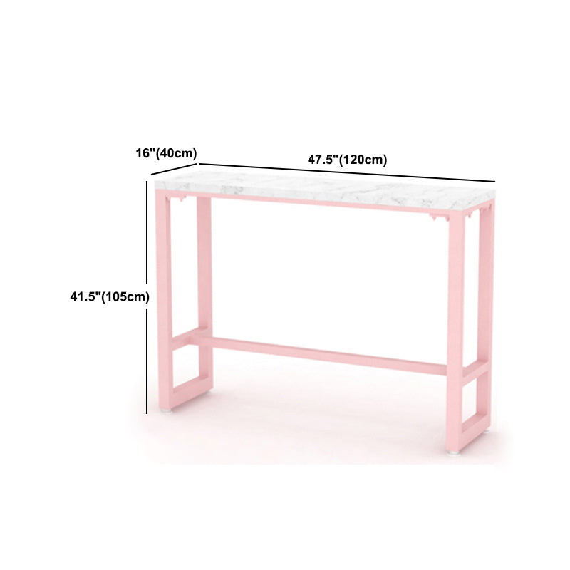 White and Pink Cocktail Bar Table Glam Trestle Indoor Bistro Accent Dining Table