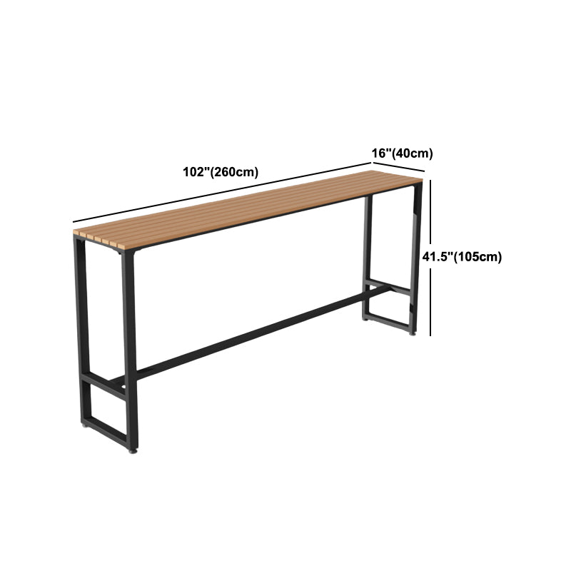 Outdoor Wooden Bar Table Industrial Trestle Footrest Counter Height Dining Table
