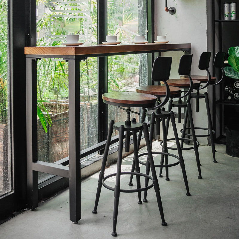 Coffee Shop Hall/Pub Table Industrial Rectangle Footrest Bar Height Table in Natural