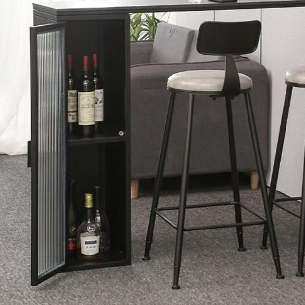 Modern Indoor Rectangle Bar Dining Table with Storage Stone Bar Height Cocktail Table