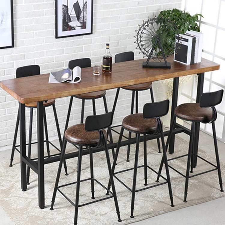 Indoor Rectangle Counter Height Table Trestle Solid Wood Natural Counter Table