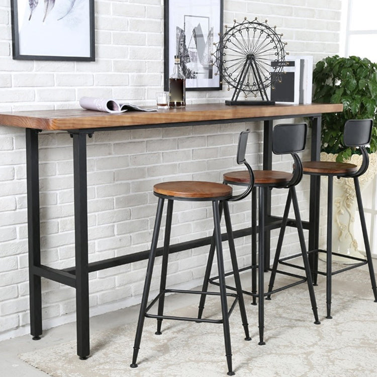 Indoor Rectangle Counter Height Table Trestle Solid Wood Natural Counter Table