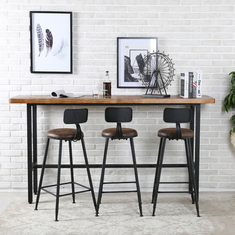 Indoor Rectangle Counter Height Table Trestle Solid Wood Natural Counter Table