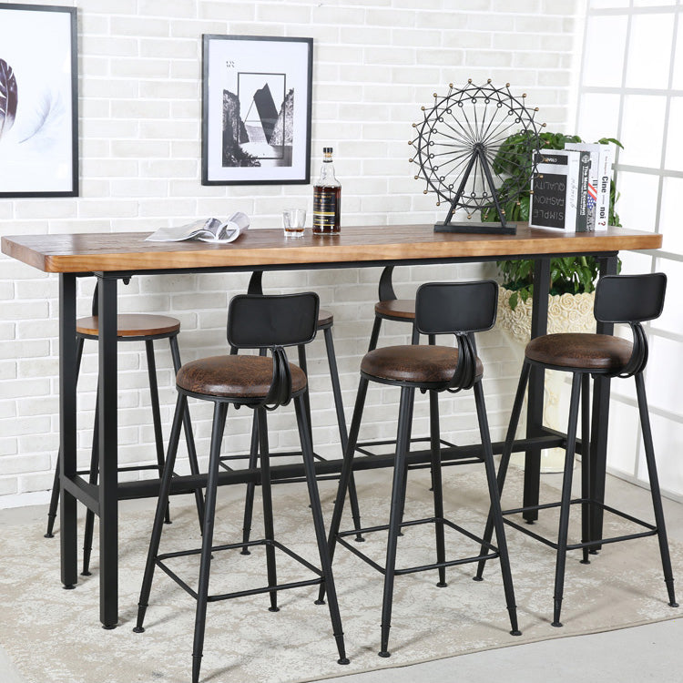 Indoor Rectangle Counter Height Table Trestle Solid Wood Natural Counter Table