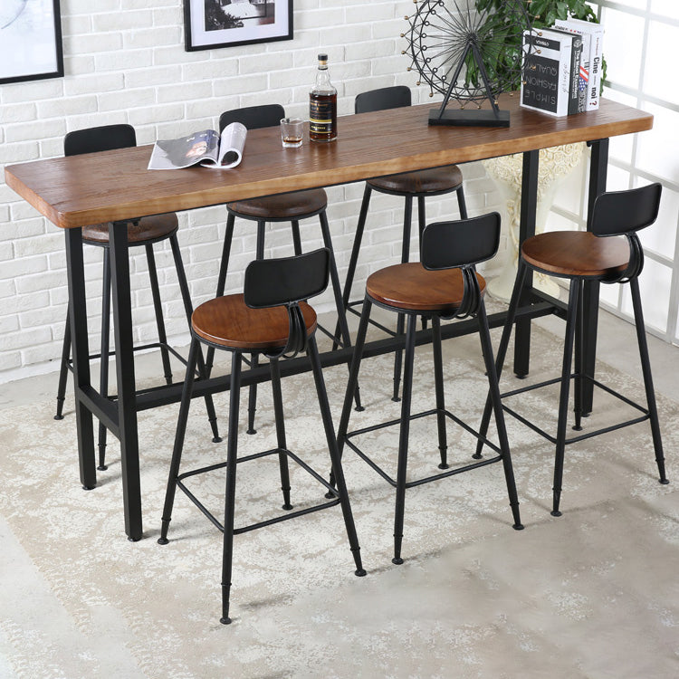 Indoor Rectangle Counter Height Table Trestle Solid Wood Natural Counter Table