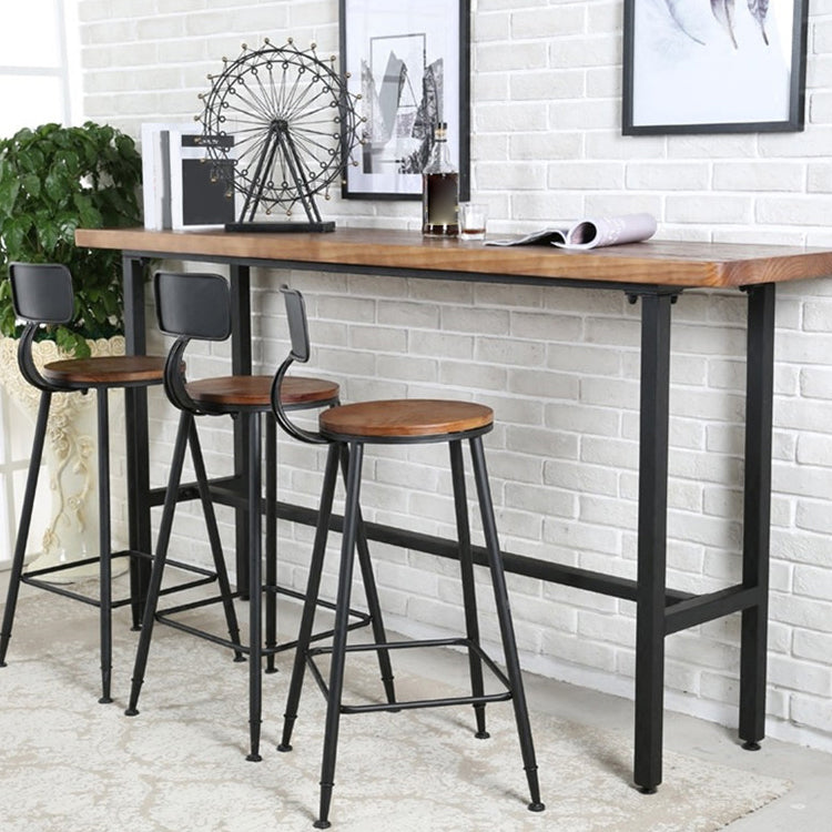 Indoor Rectangle Counter Height Table Trestle Solid Wood Natural Counter Table