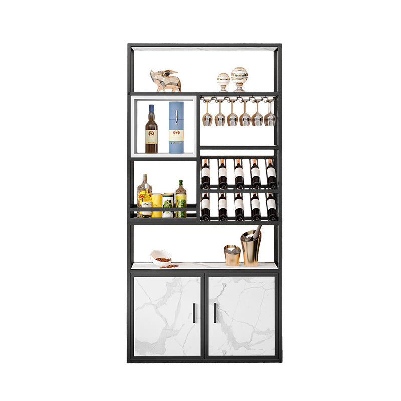 Metal Floor Wine Bottle & Glass Rack Modern Wine Rack with Shelf