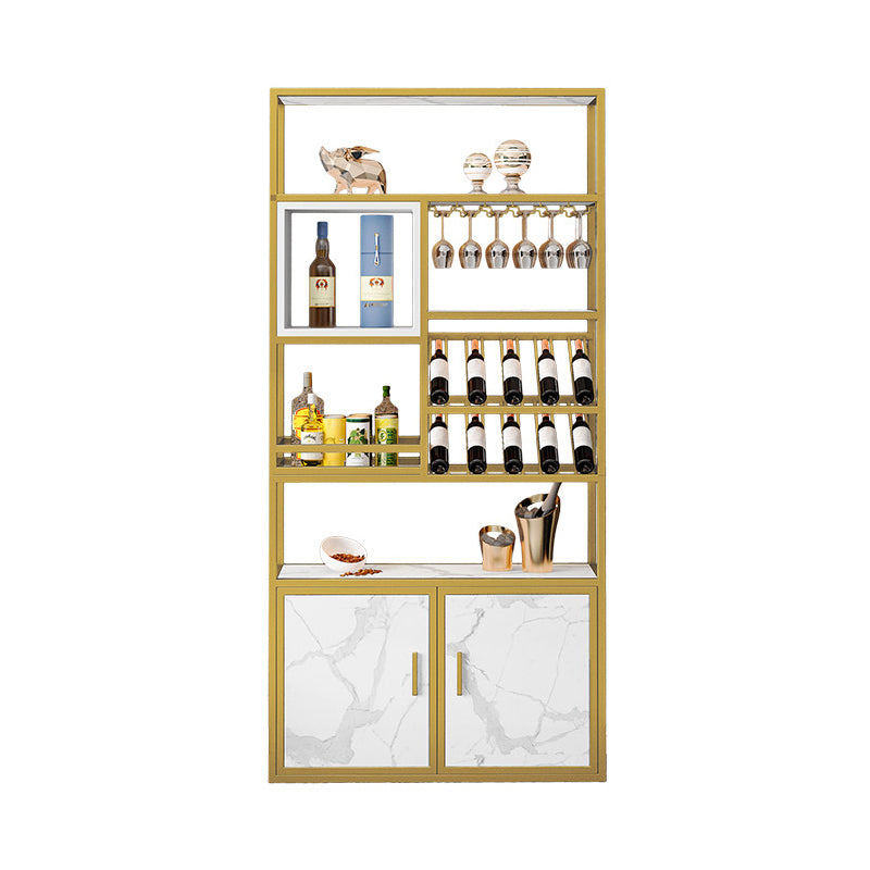 Metal Floor Wine Bottle & Glass Rack Modern Wine Rack with Shelf