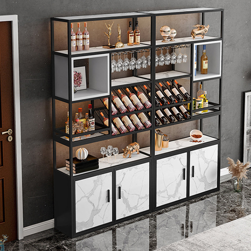 Metal Floor Wine Bottle & Glass Rack Modern Wine Rack with Shelf