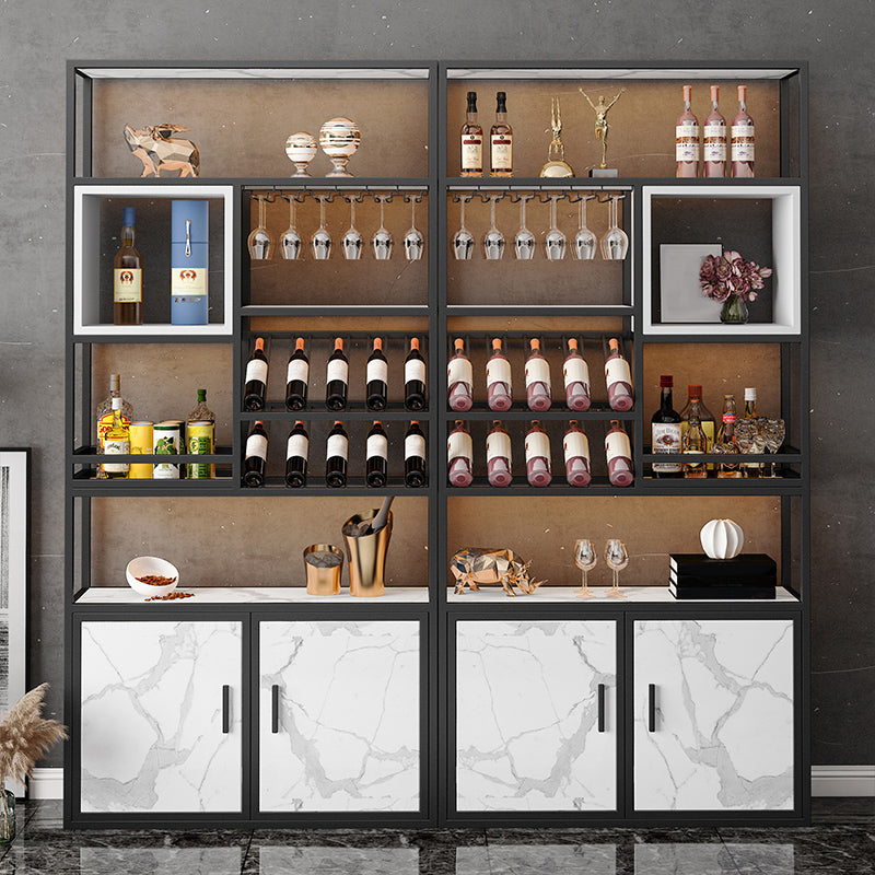 Metal Floor Wine Bottle & Glass Rack Modern Wine Rack with Shelf