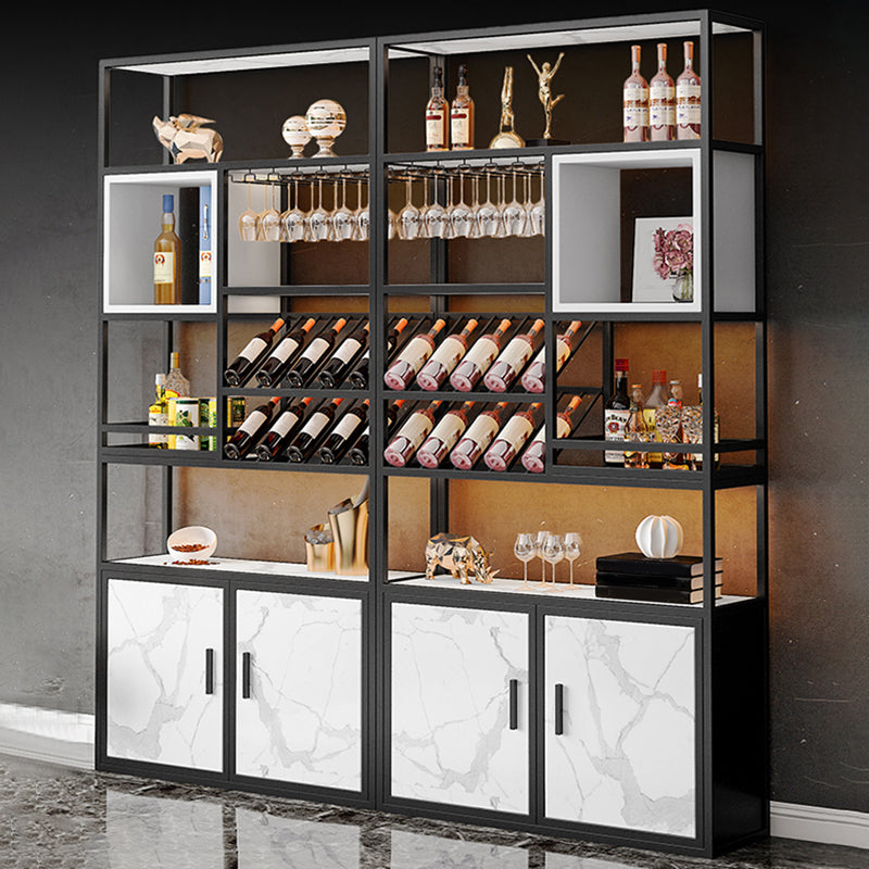 Metal Floor Wine Bottle & Glass Rack Modern Wine Rack with Shelf