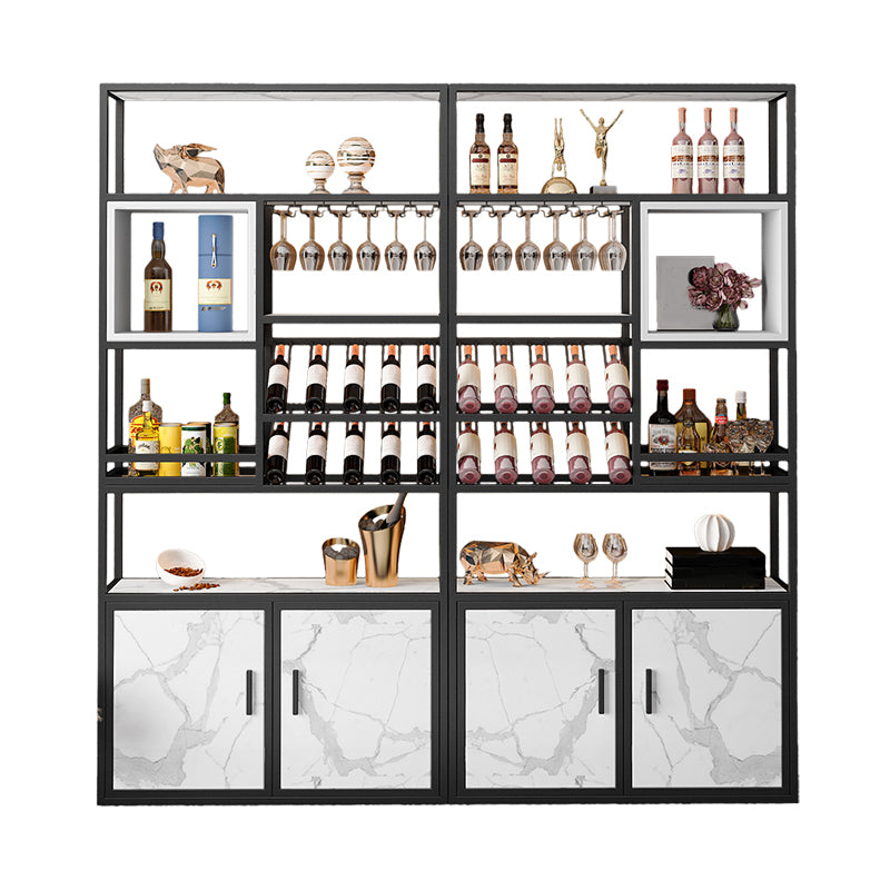 Metal Floor Wine Bottle & Glass Rack Modern Wine Rack with Shelf