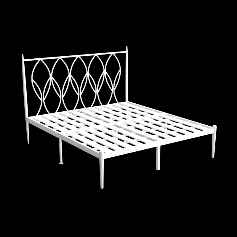 Glam 47" Tall Metal Open-Frame Bed with Rectangular Headboard