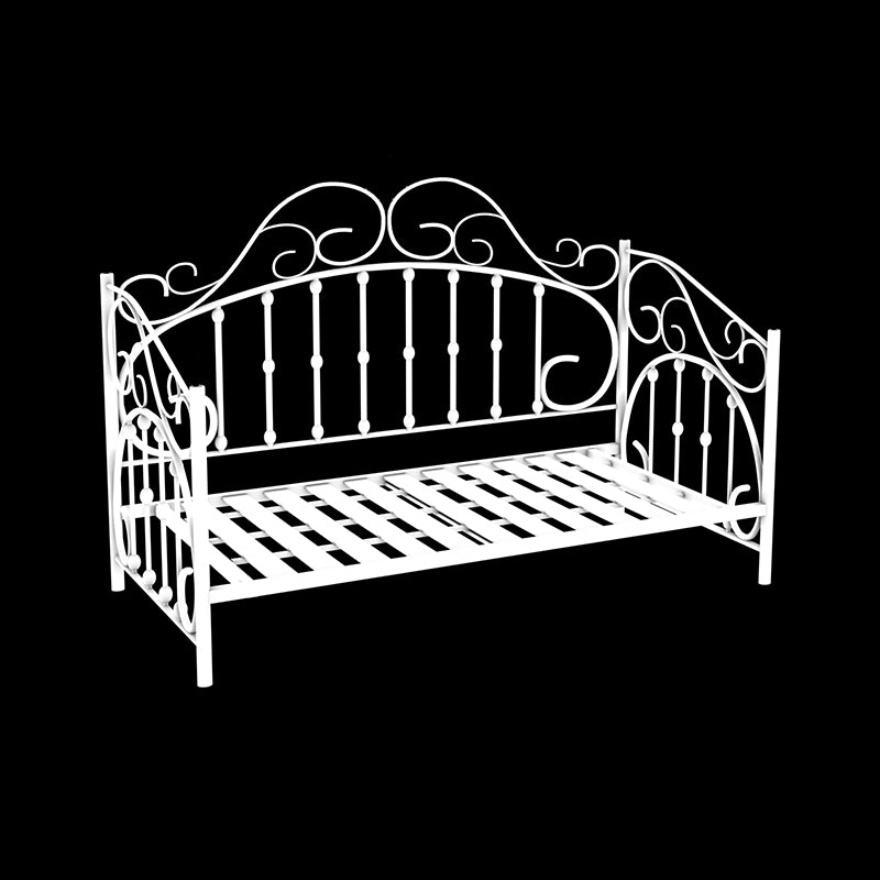 Glam Metallic Bed Frame 45" Tall Open-Frame Bed with Headboard