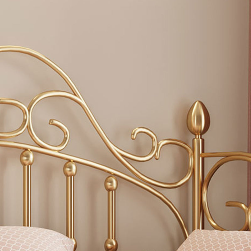 Glam Metallic Bed Frame 45" Tall Open-Frame Bed with Headboard