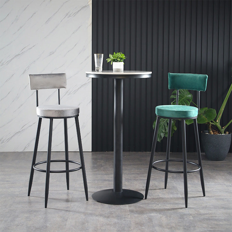 Industrial Metal Footrest Bar Chair Round Upholstered Bar Stool